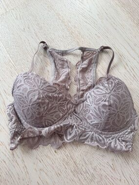 PINK Victoria's Secret Lace Racerback Bra in Taupe - Worn Once